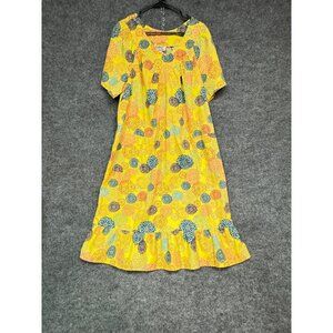 Anthony Richards Womens Nightgown Large Yellow  Floral  Cotton/Polyester Blend